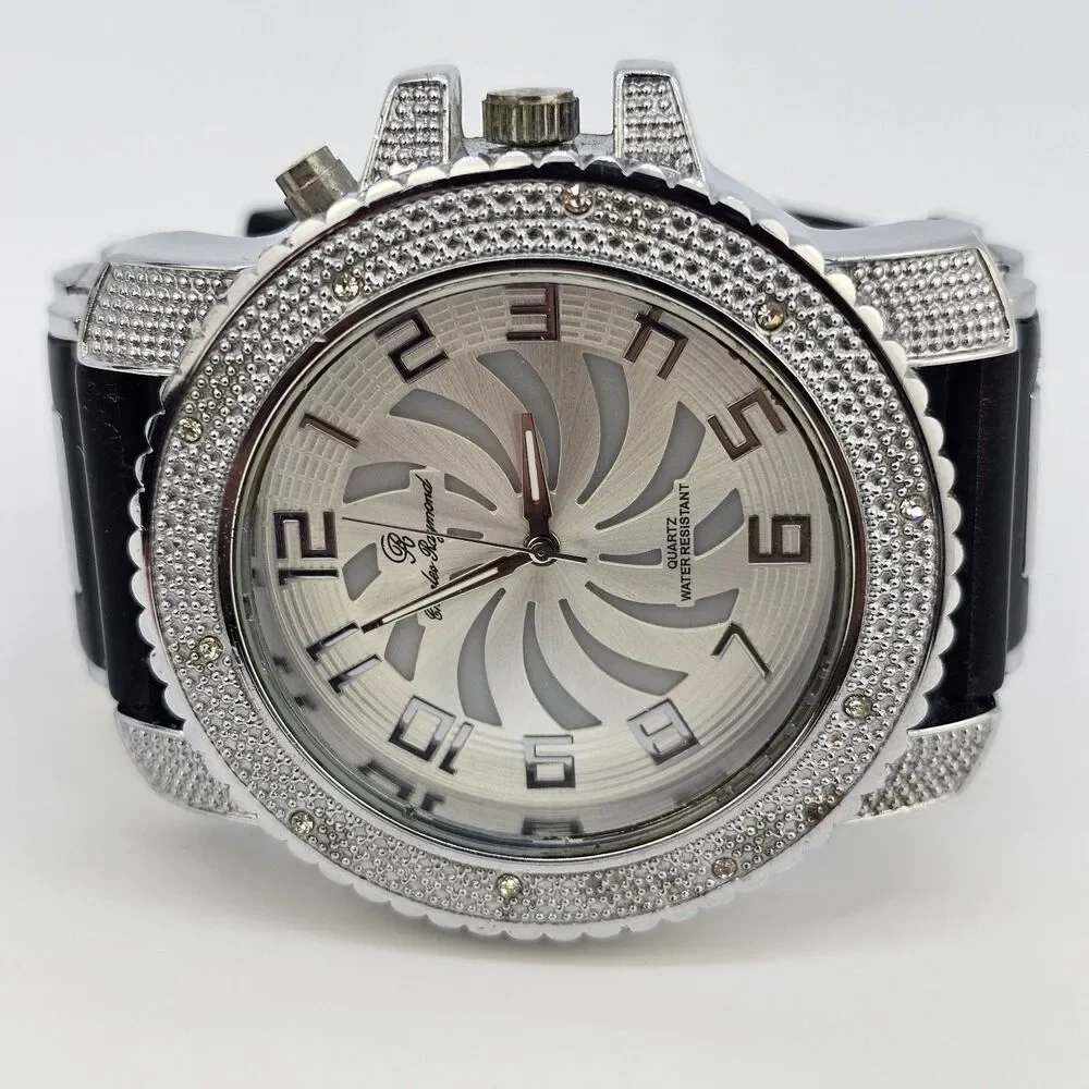 Charles Raymond Men's Watch 52MM Gray Dial Black Plastic Bands‎ New Batteries